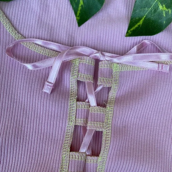 Urban Outfitters Top Long Sleeve Lace Tie Up Cleavage Crop Top Shirt Rave Sexy - Picture 8 of 10